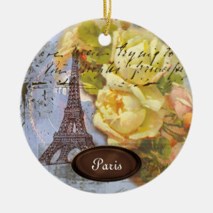 Eiffelturm Paris Gelbe Rosen Weihnachtsschmuck