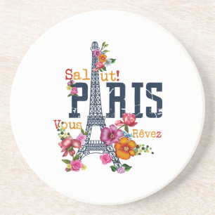 Eiffelturm Paris Hemd Salut Blühendes Paris Fra Getränkeuntersetzer