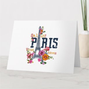 Eiffelturm Paris Hemd Salut Blühendes Paris Fra Karte