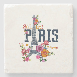 Eiffelturm Paris Hemd Salut Blühendes Paris Fra Steinuntersetzer