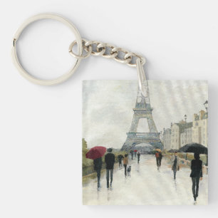 Eiffelturm Paris im Regen Schlüsselanhänger