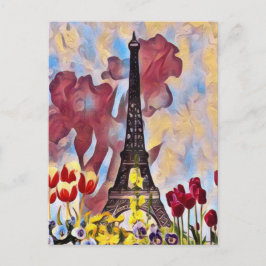 Eiffelturm, Paris Iris, Tulips Spring Blumen Postkarte