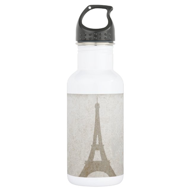 Eiffelturm Paris Leinen begraben Vintage rustikale Trinkflasche (Vorderseite)