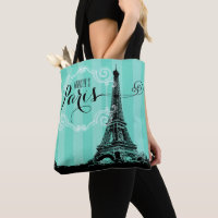 Eiffelturm-Paris-Monogramm Seafoam grüne Streifen