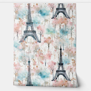 Eiffelturm Paris Pink Blue Tapete