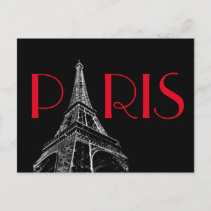 Eiffelturm Paris Reise Schwarz Weiß Rot Pop Art Postkarte