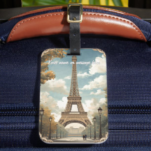 Eiffelturm Paris Reise Vintage Retro Art Name Gepäckanhänger