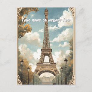 Eiffelturm Paris Reise Vintage Retro Art Name Postkarte
