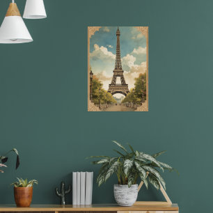Eiffelturm Paris Reise Vintage-Stil Retro-Kunst Poster