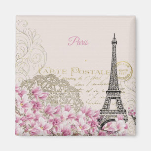 Eiffelturm, Paris Rosa Magnolia Magnet