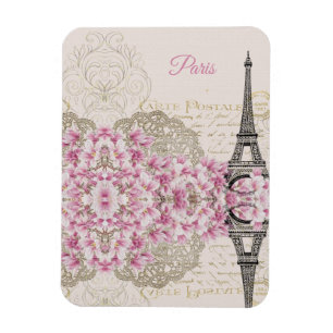 Eiffelturm, Paris Rosa Magnolia Magnet