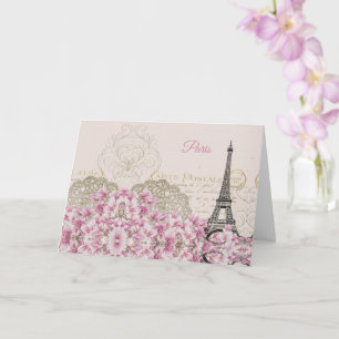 Eiffelturm, Paris Rosa Magnolie Karte