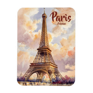 Eiffelturm Paris Sonnenuntergang Aquarell Reise in Magnet