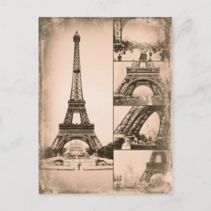 Eiffelturm Paris Vintage Collage Postkarte