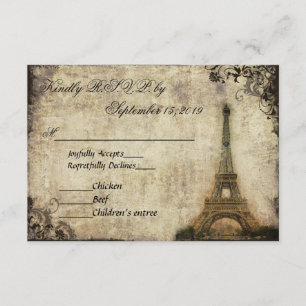 Eiffelturm Paris Vintage-Hochzeit RSVP Karte