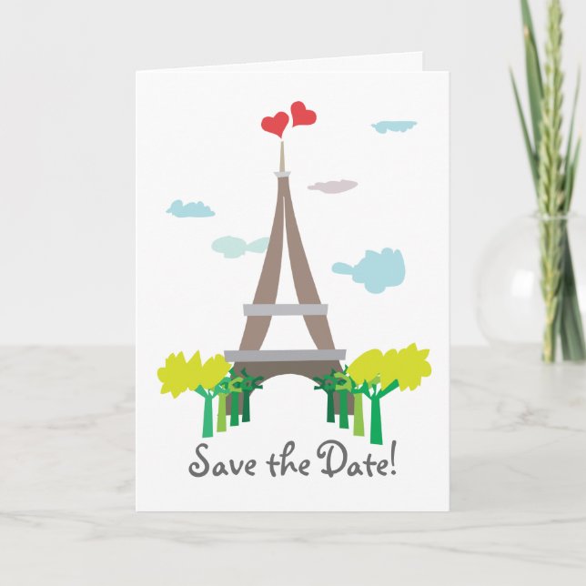 Eiffelturm Paris Wedding Save the Date Card Ankündigung (Vorderseite)