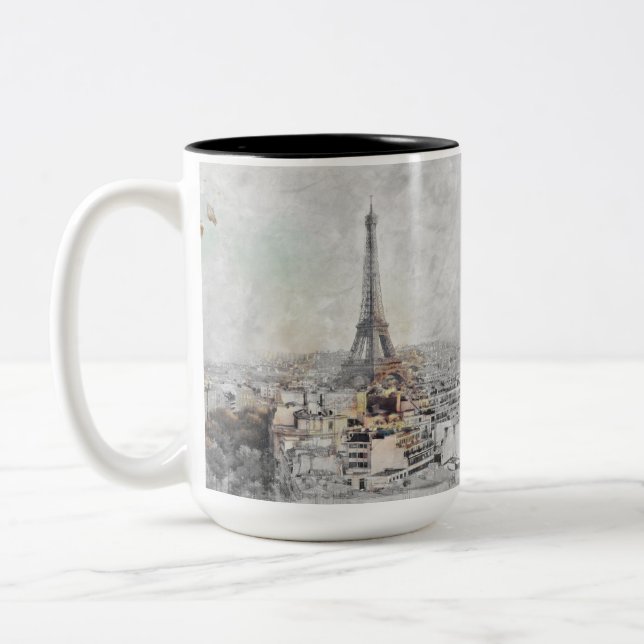 Eiffelturm Paris Zwei-Tone-Kaffee-Tasse - Frankrei Zweifarbige Tasse (Links)