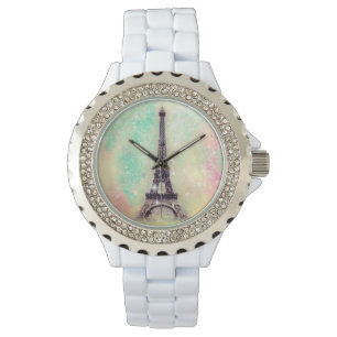 Eiffelturm-Pastellgelb Armbanduhr