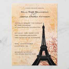 Eiffelturm Peach Wedding Einladung