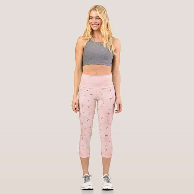 Eiffelturm Pink Capri Leggings (Vorderseite)