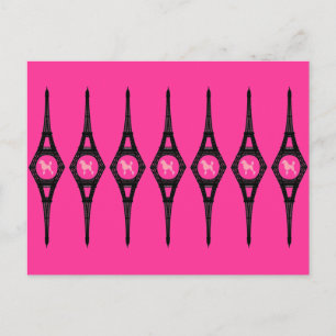 Eiffelturm Pink Poodle Postkarte