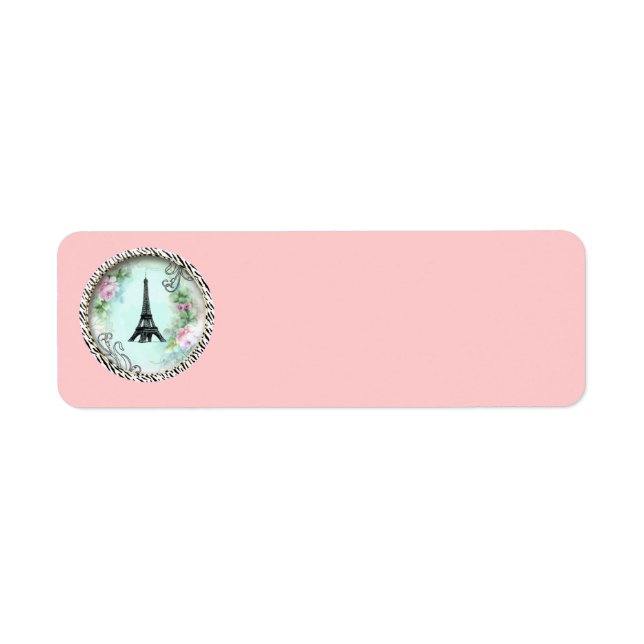 Eiffelturm Pink Roses Zebra Print Tags (Vorne)