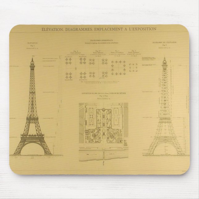Eiffelturm-Pläne Mousepad (Vorne)