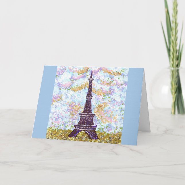 Eiffelturm Pointillism Grußkarte Karte (Vorderseite)
