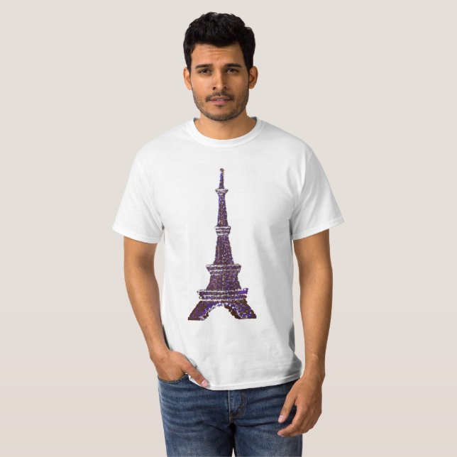 Eiffelturm Pointillism weißes Shirt (Vorne ganz)