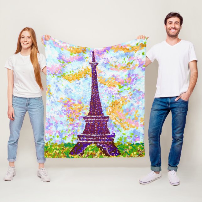 Eiffelturm Pointillismus Frühjahrslandschaft Fleecedecke (Beispiel)