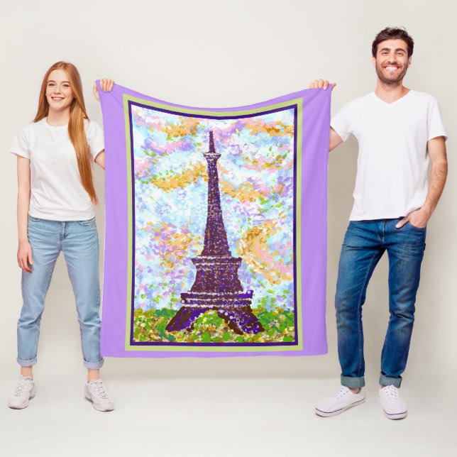 Eiffelturm Pointillismus Frühjahrslandschaft Fleecedecke (Beispiel)