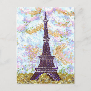 Eiffelturm Pointillismus - Landkarte Postkarte