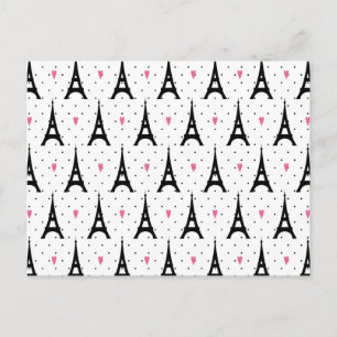 Eiffelturm Polka Dots & Hearts Muster Postkarte