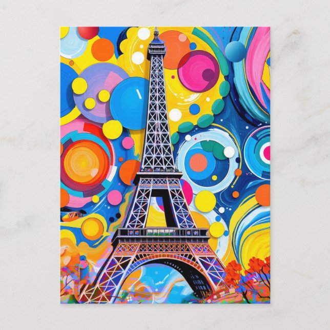 Eiffelturm Pop Art Postkarte (Vorderseite)