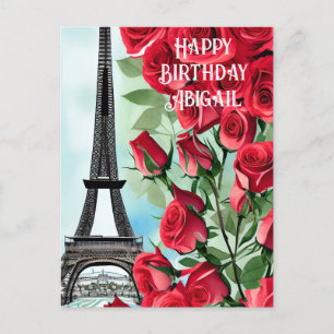 Eiffelturm Romantische Rote Rosen Alles Gute Zum G Postkarte