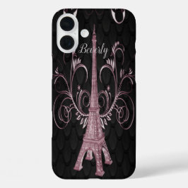 Eiffelturm Rosa Blumenkronen iPhone Case