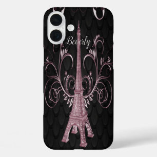 Eiffelturm Rosa Blumenkronen iPhone Case