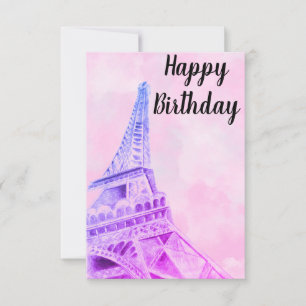 Eiffelturm Rosa Geburtstagskarte Dankeskarte
