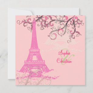 Eiffelturm/rosa/Hochzeitseinladungen aus Schokolad Einladung