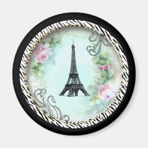 Eiffelturm Rosen und Zebra Print Magnet