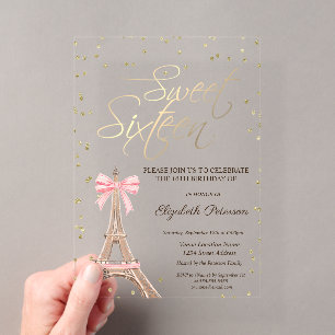 Eiffelturm Schleife Gold Diamanten Schwarz Sweet 1 Acryleinladungen
