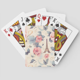 Eiffelturm Schmetterling und Rose Muster Spielkarten