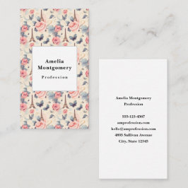 Eiffelturm Schmetterling und Rose Muster Visitenkarte