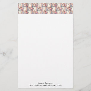 Eiffelturm-Schmetterlinge und Blumenmuster Briefpapier