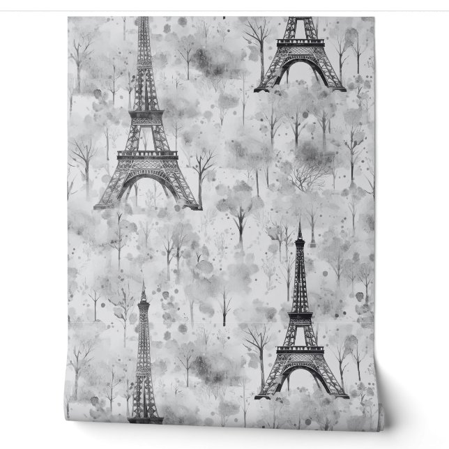 Eiffelturm Schwarz-weiß Paris Tapete (Abrollen)