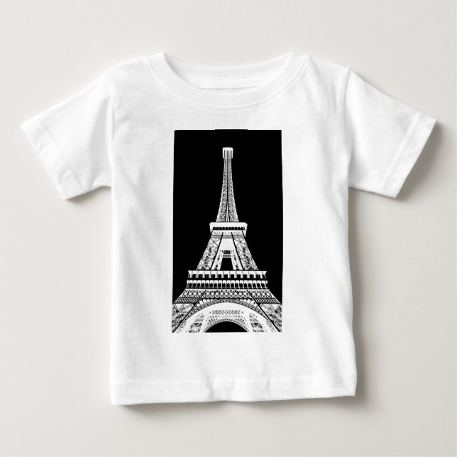 Eiffelturm Schwarz-weißes Bild Baby T-shirt (Vorderseite)