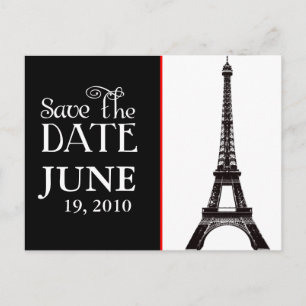 Eiffelturm Schwarzweiß Save the Date Ankündigungspostkarte