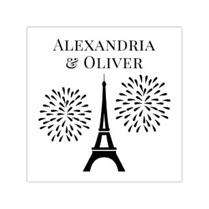Eiffelturm Silhouette Feuerwerk Couple Names Permastempel