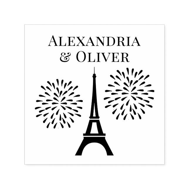 Eiffelturm Silhouette Feuerwerk Couple Names Permastempel (Design)