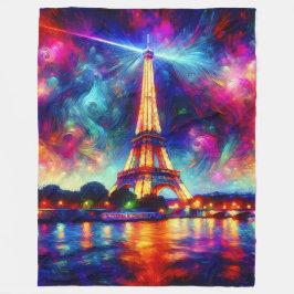 "Eiffelturm: Sonnenuntergang auf der Seine" Fleecedecke